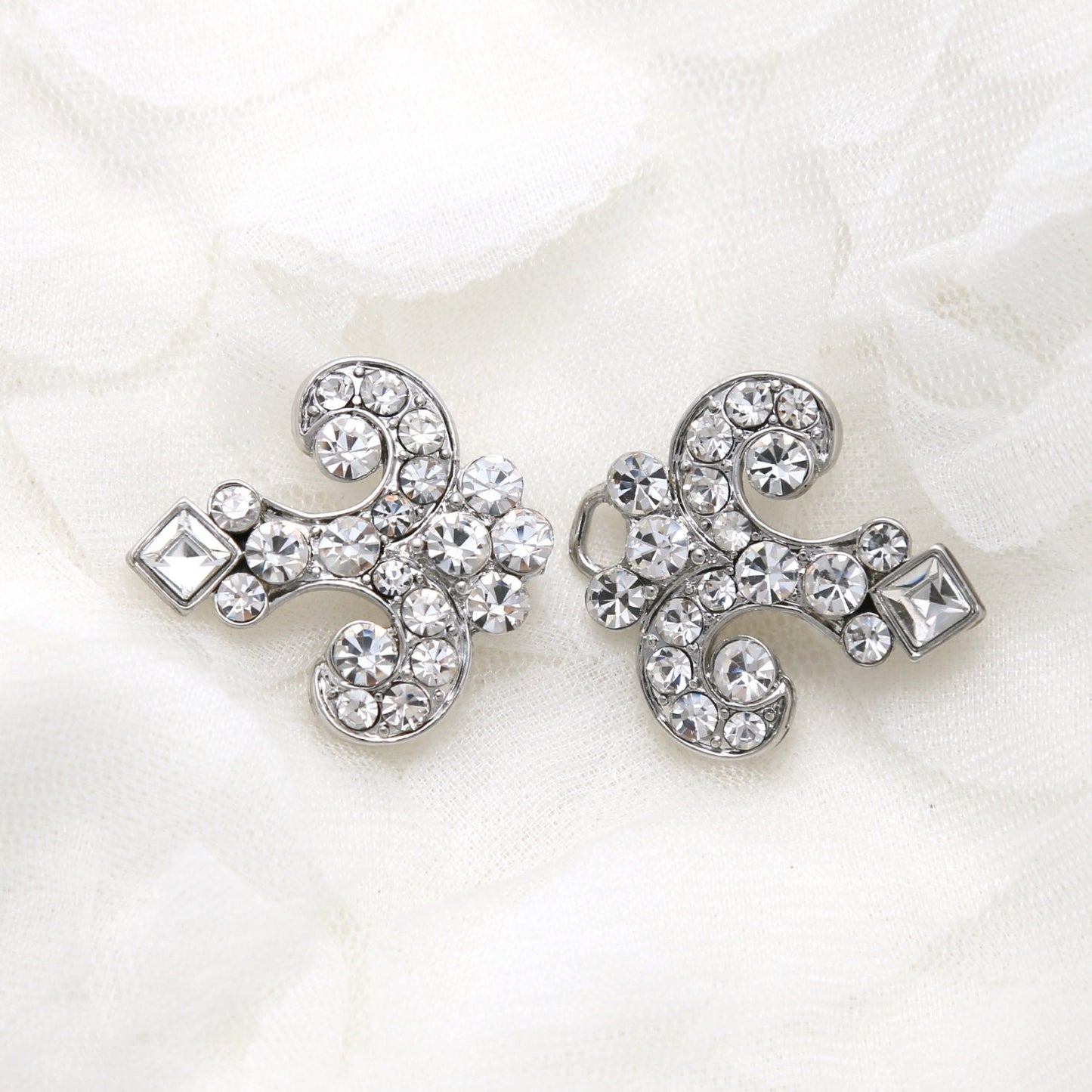 Swarovski Crystal Rhinestone Buckle Clasp: Silver Tone Wedding Closure