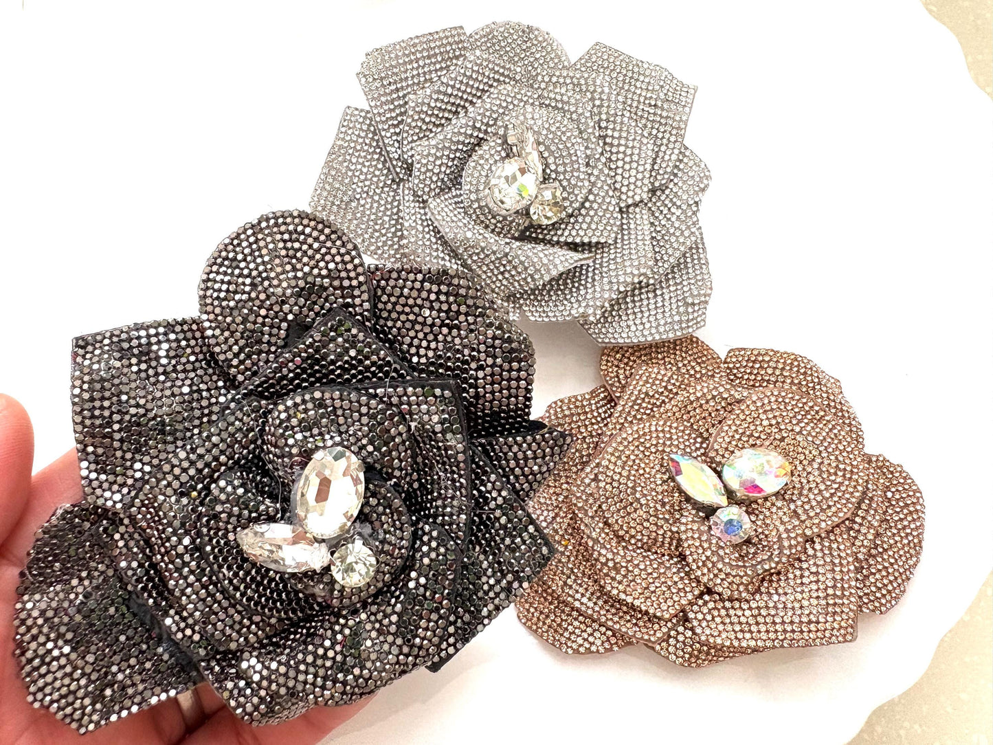 Rhinestone Crystal Orchid Flower: Brooch, Shoe Clip, or Hair Accessory Hair Clip