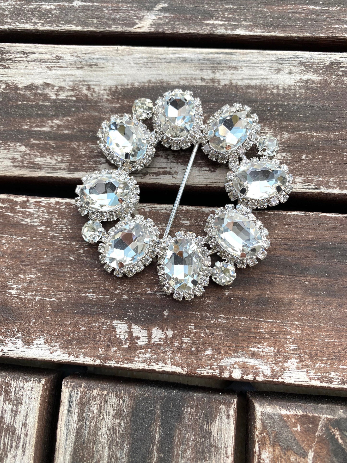 Rhinestone Crystal Wedding Buckle Slider: Bridal Sash & Belt (30mm Inside, 60mm Outside)
