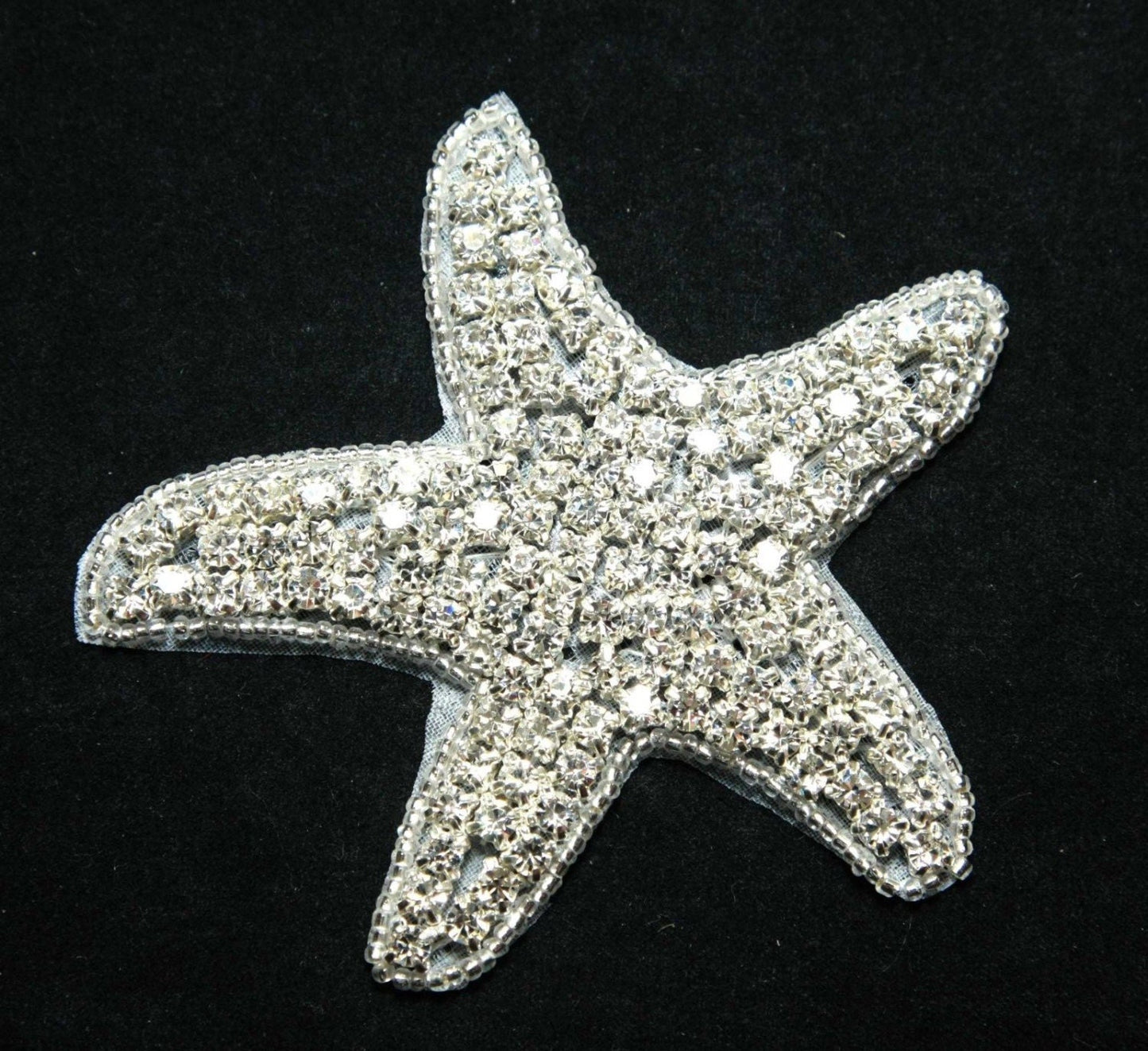 Sparkling Rhinestone Starfish Applique for Wedding Crafts & Accessories (3.4" x 3.5")