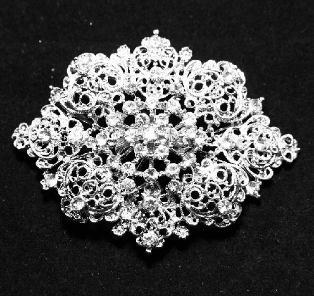 Oval Rhinestone Brooch Pin Or Shoe Clips: Silver Crystal Shoe Clips or Brooch Pin (2x1.5 inch)