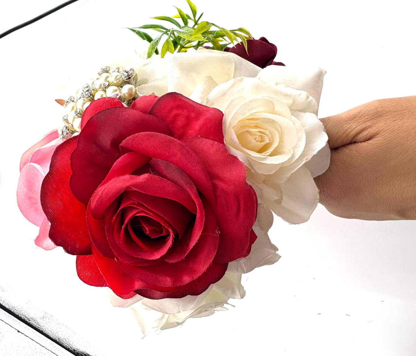 Artificial Flowers, Red Pink Rose Flowers Box
