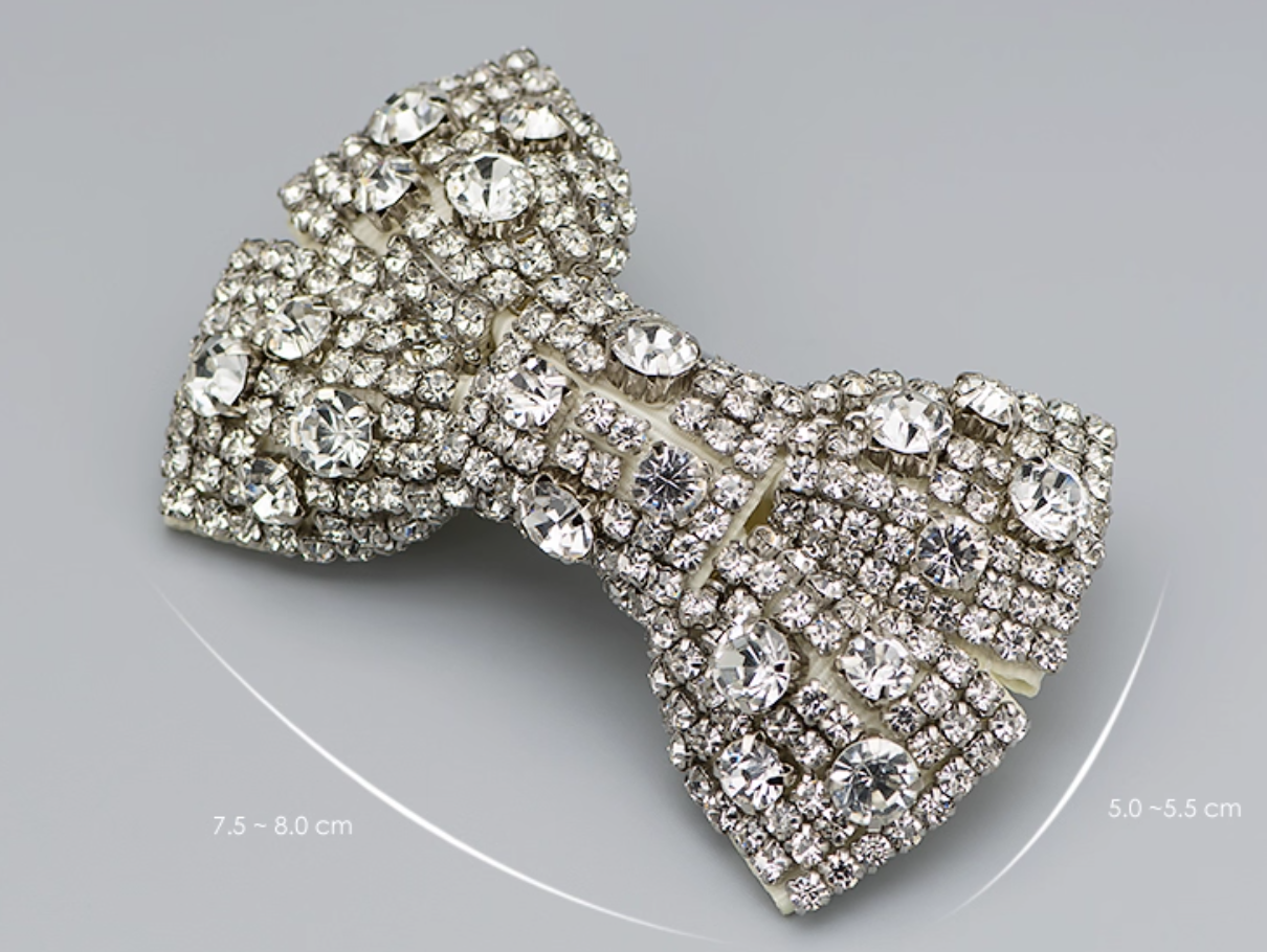 Silver Or Gold Crystal Bow Applique Shoe Clips: Rhinestone Bowknot Shoe Decoration, Shoe Clips (8cm)