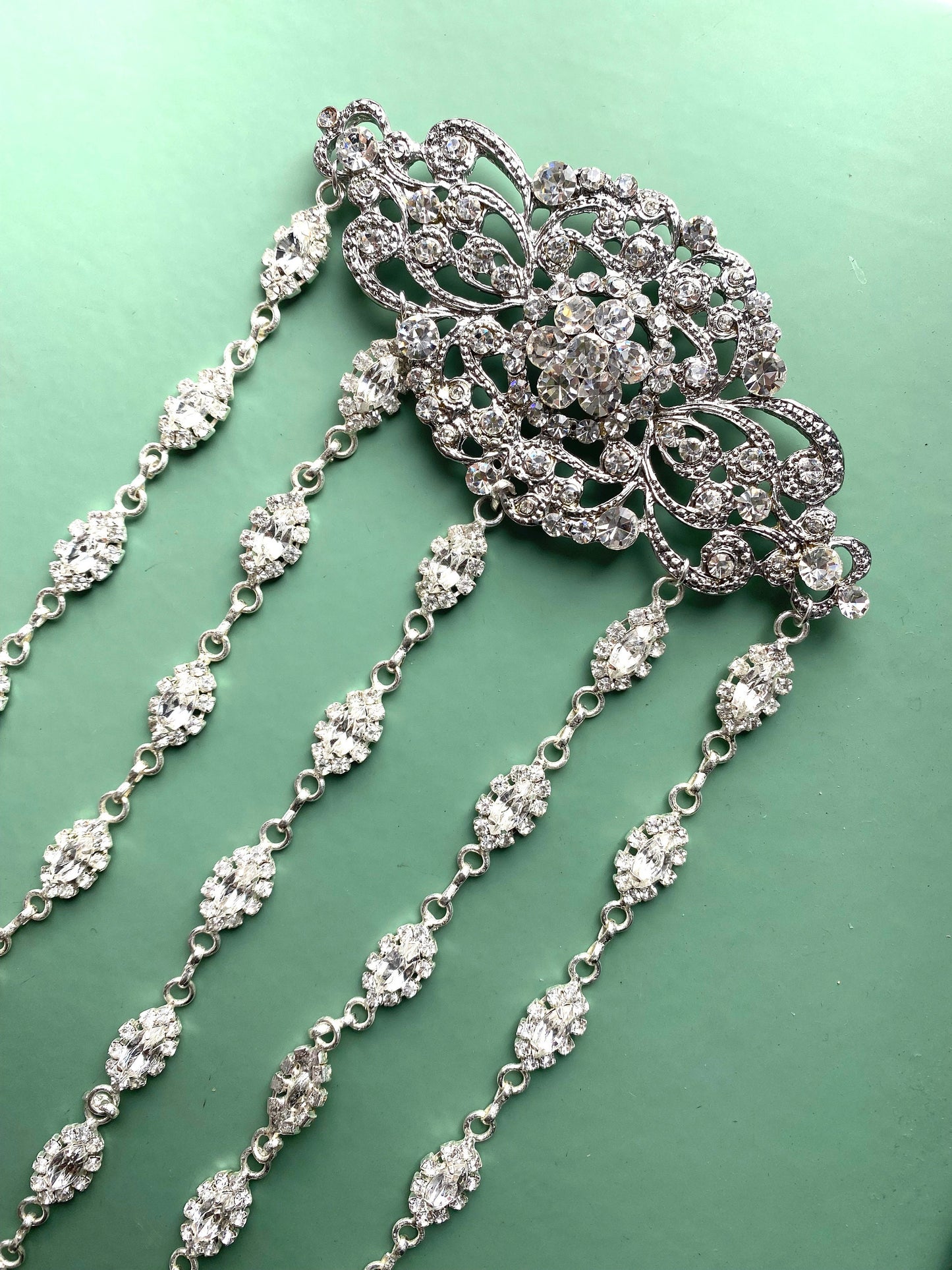 Make A Vintage Wedding | Rhinestone Crystal Hair Accessory : Bridal Wedding Hair Clip Hair Chain