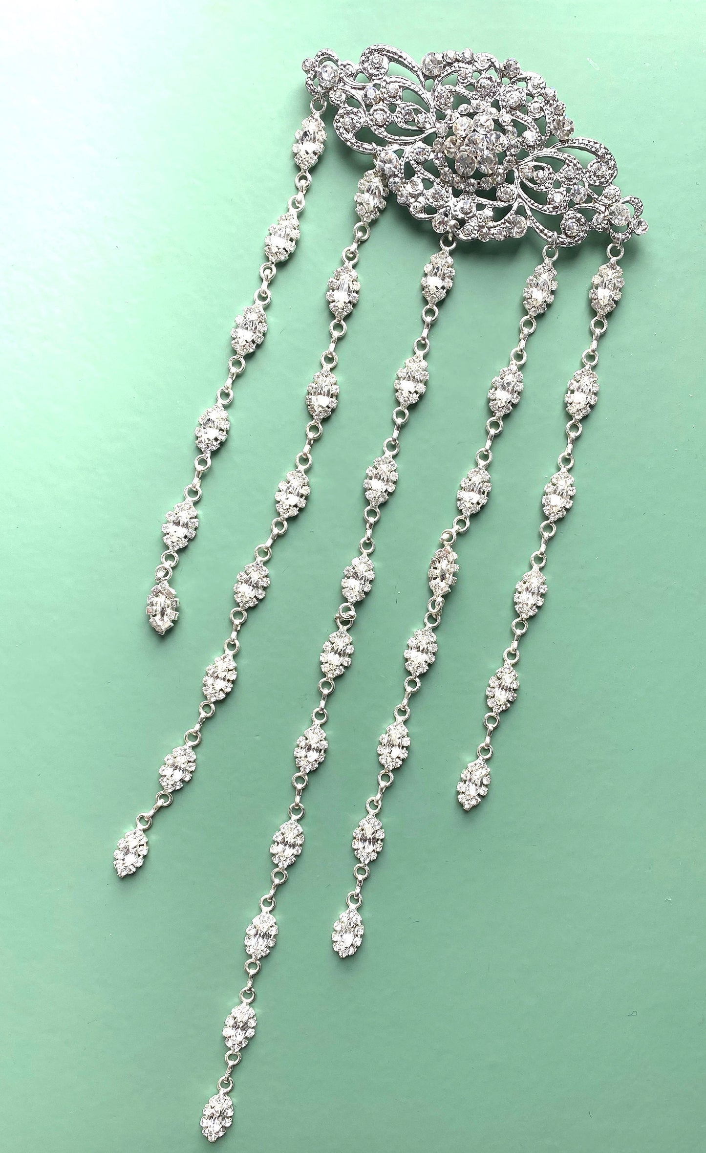Make A Vintage Wedding | Rhinestone Crystal Hair Accessory : Bridal Wedding Hair Clip Hair Chain