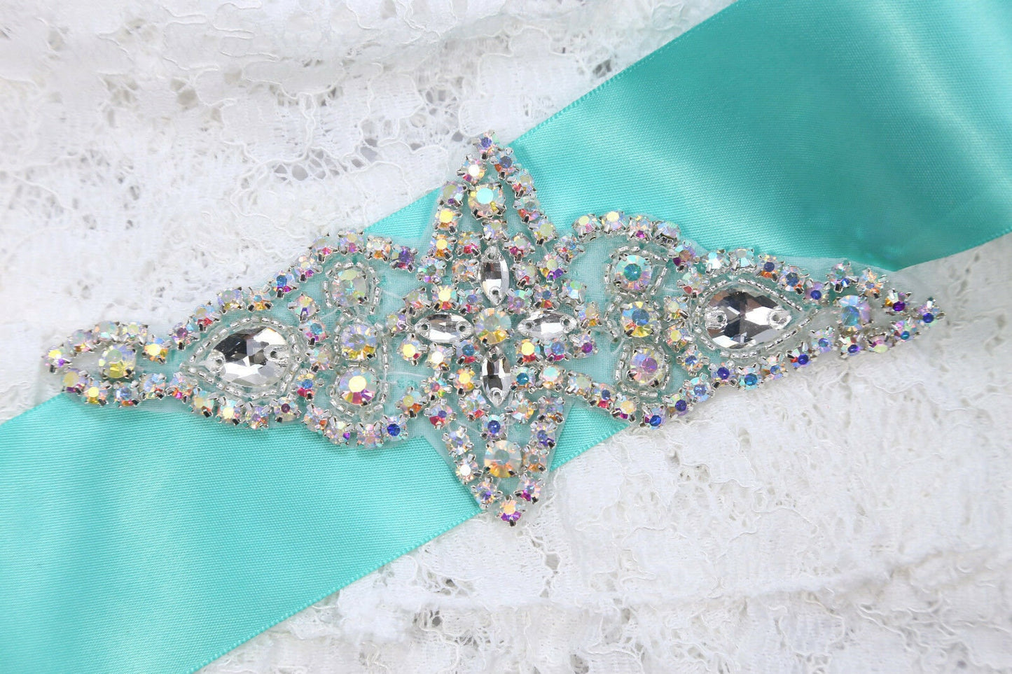 Diamante Rhinestone Crystal Beaded Wedding Applique - Iron On Bridal Sash