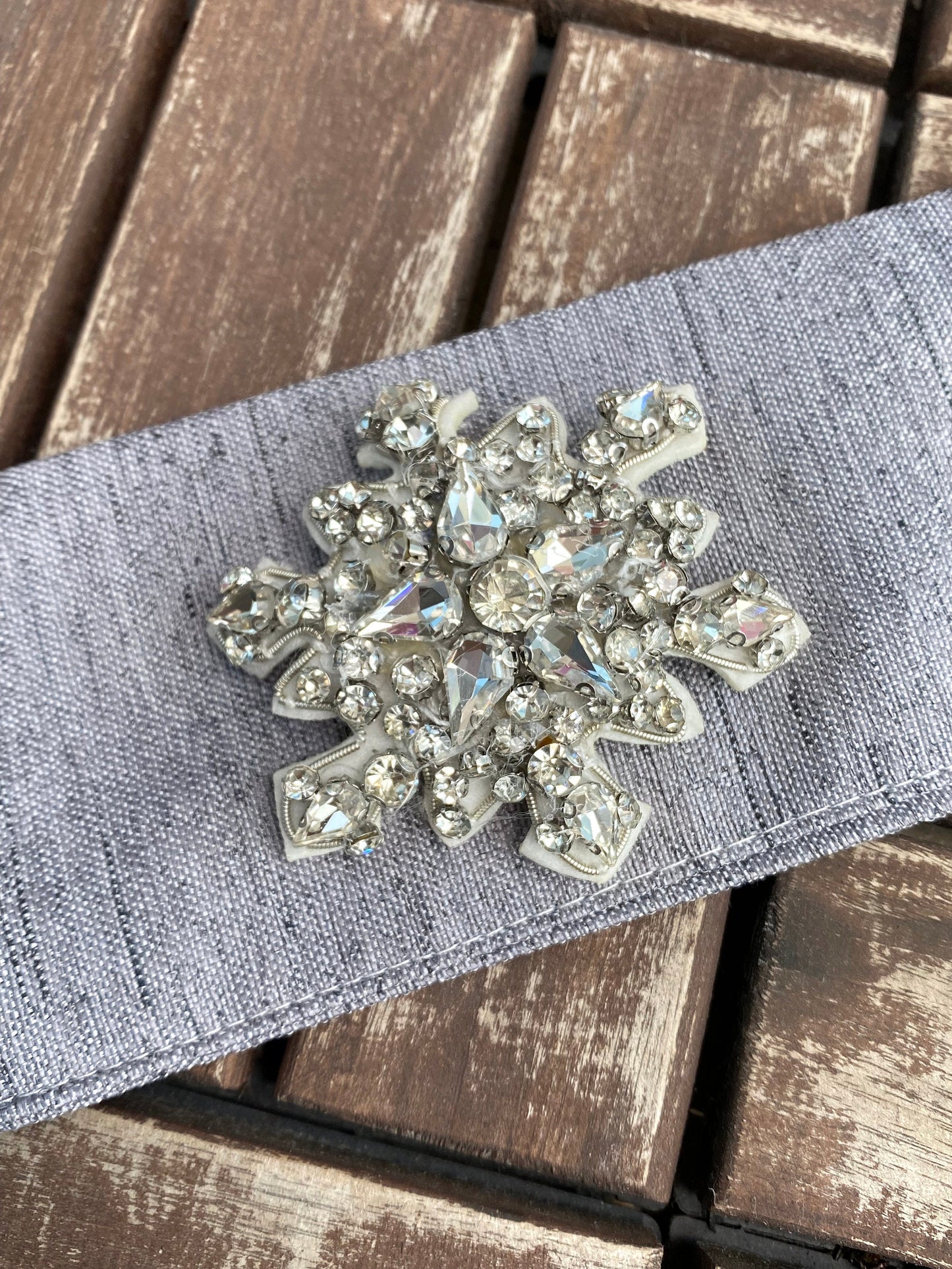 Crystal Snowflake Applique: Rhinestone & Pearl Embellishment (2.76")