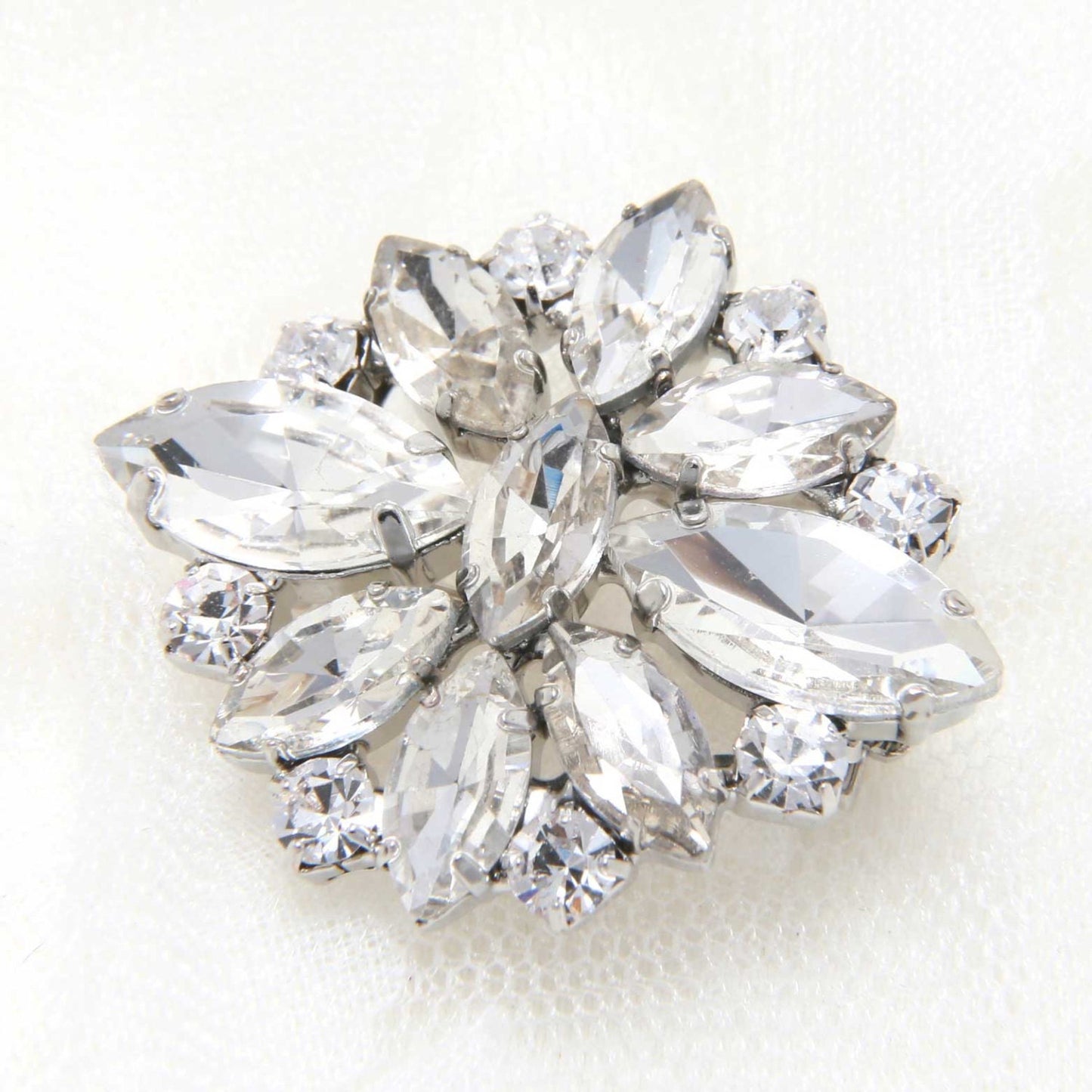 Rhombus Rhinestone Buckle: Flat Back Crystal Brooch Pin (1.4" x 1.2")