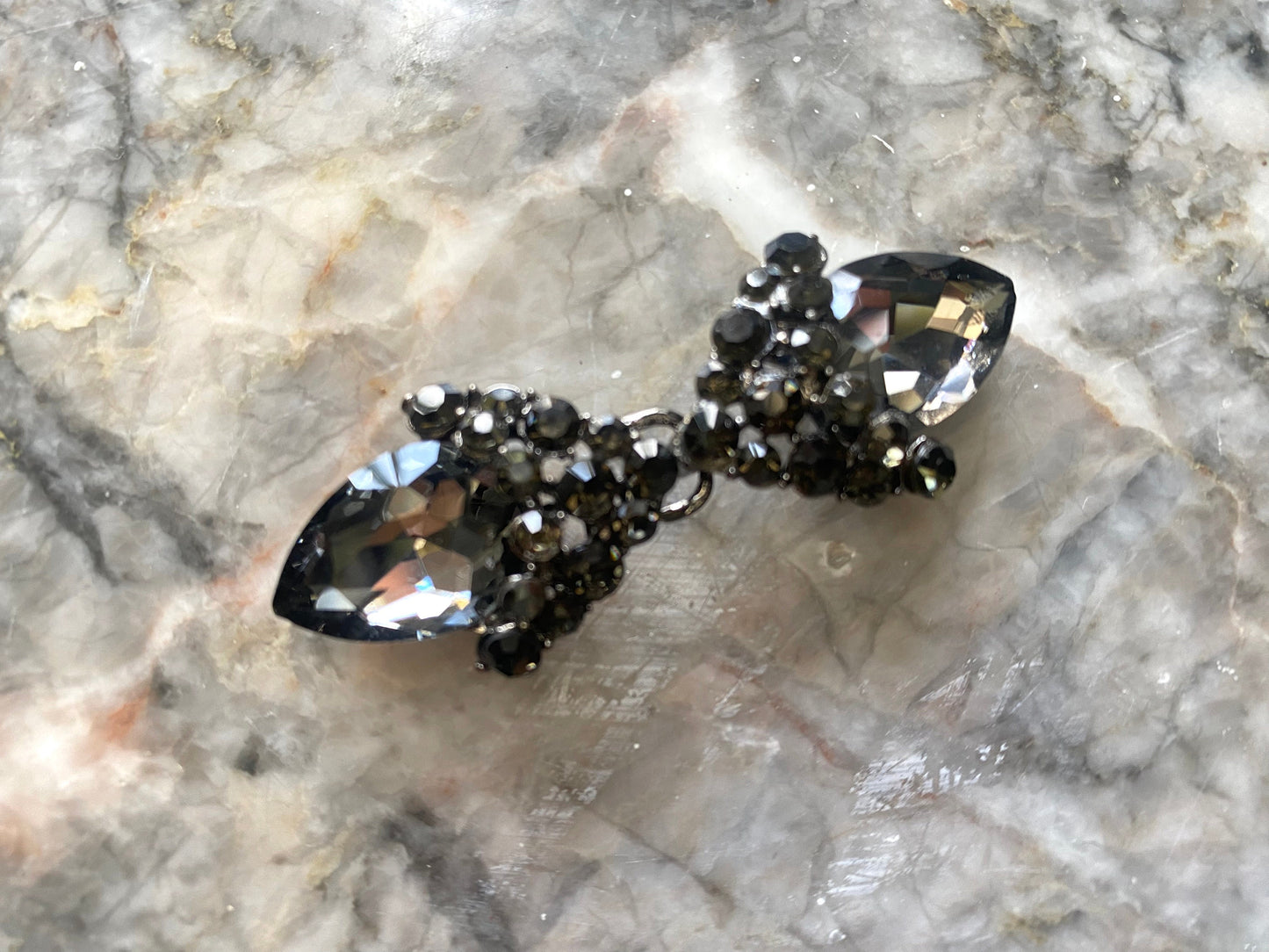 Gun Black Hook and Eye Button | Rhinestone Fastener for Dresses, Jackets, Corsets & DIY Sewing Projects | Rhinestone Button