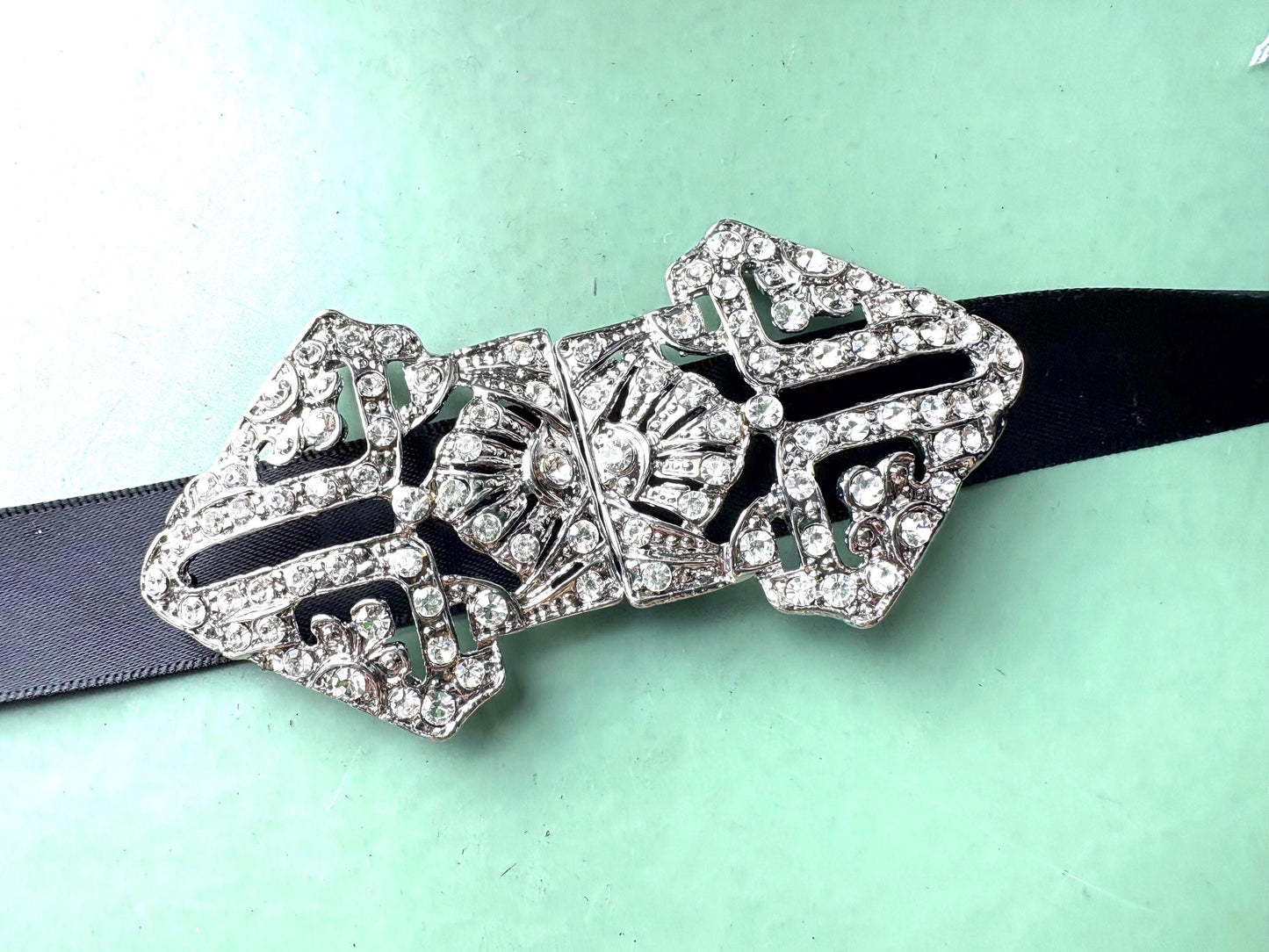 Rhinestone Crystal Clasp: Silver Wedding Buckle with Hook and Eye Closure ButtonButton