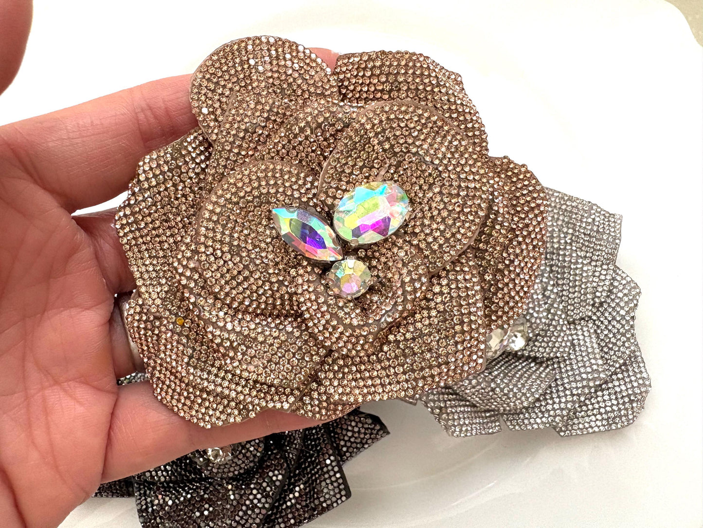Rhinestone Crystal Orchid Flower: Brooch, Shoe Clip, or Hair Accessory Hair Clip