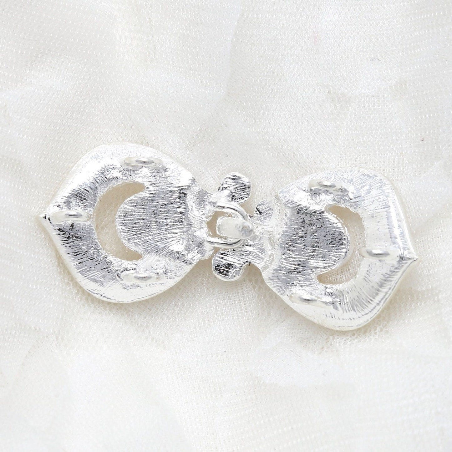 Crystal Rhinestone Buckle Clasp: Pearl & Silver Wedding Closure