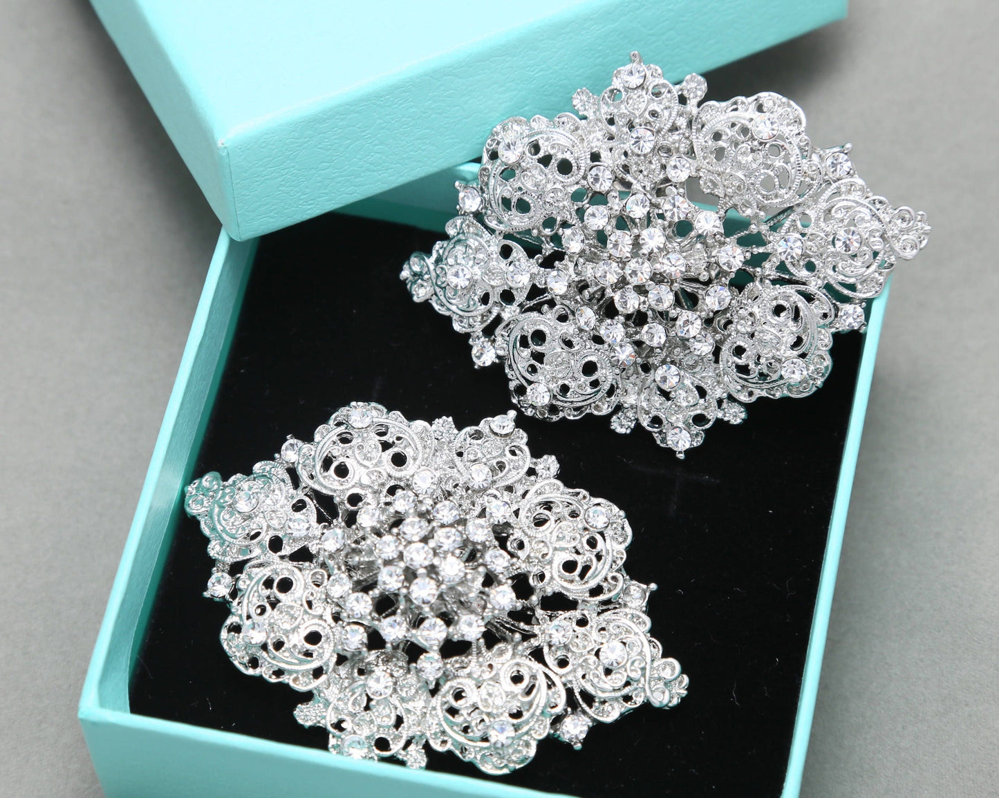 Oval Rhinestone Brooch Pin Or Shoe Clips: Silver Crystal Shoe Clips or Brooch Pin (2x1.5 inch)