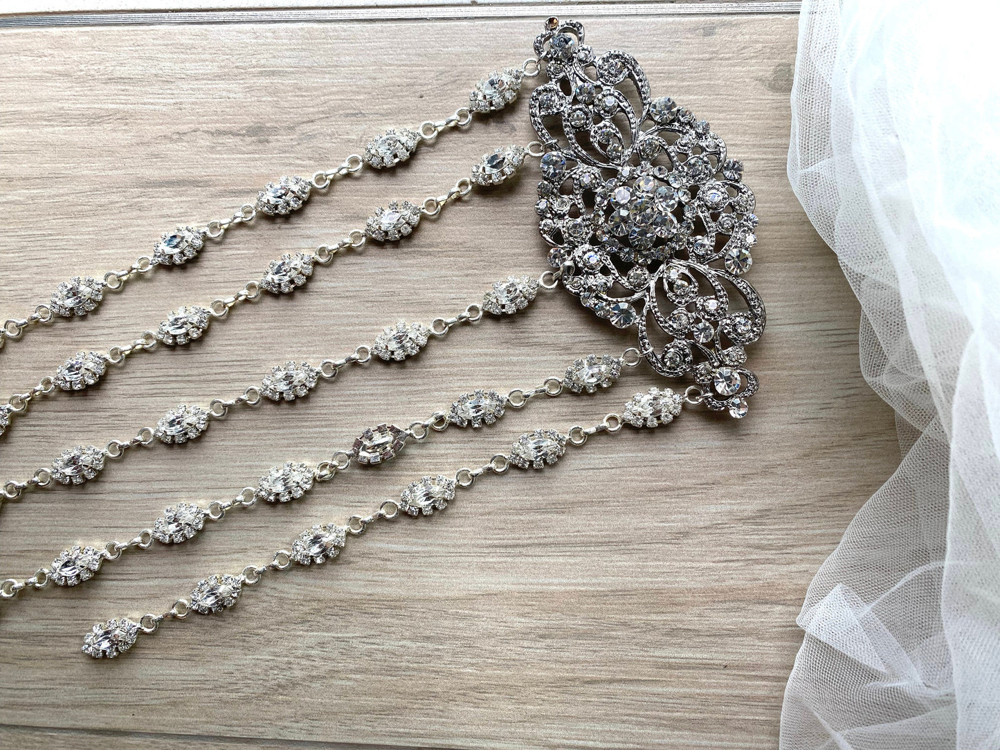 Make A Vintage Wedding | Rhinestone Crystal Hair Accessory : Bridal Wedding Hair Clip Hair Chain
