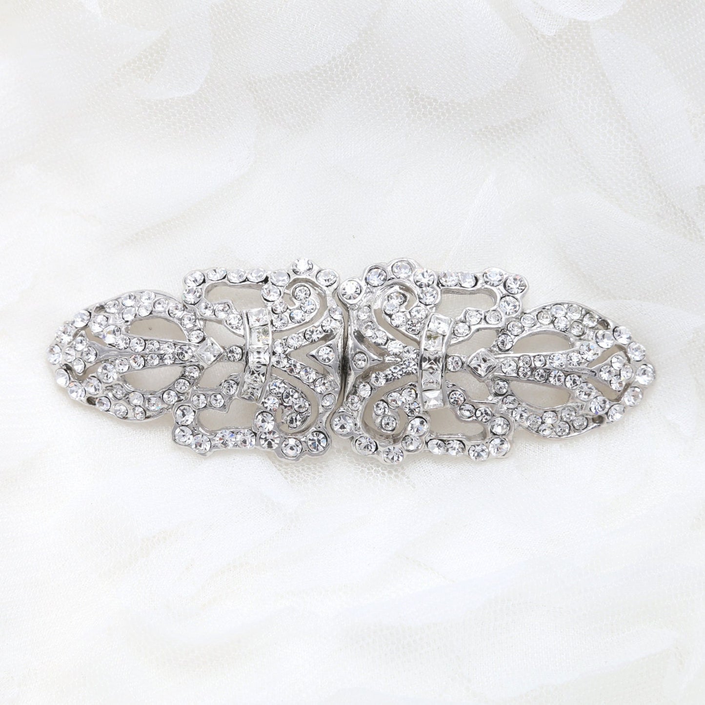 Elegant Hook And Eye Closure: Art Deco Rhinestone Buckle with Crystal Accents