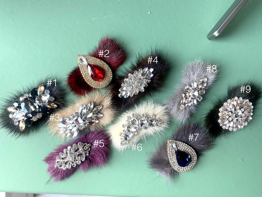 Fur & Rhinestone Shoe Decor, Christmas, Anniversary, Wedding, Bag Decoration Shoe Clips