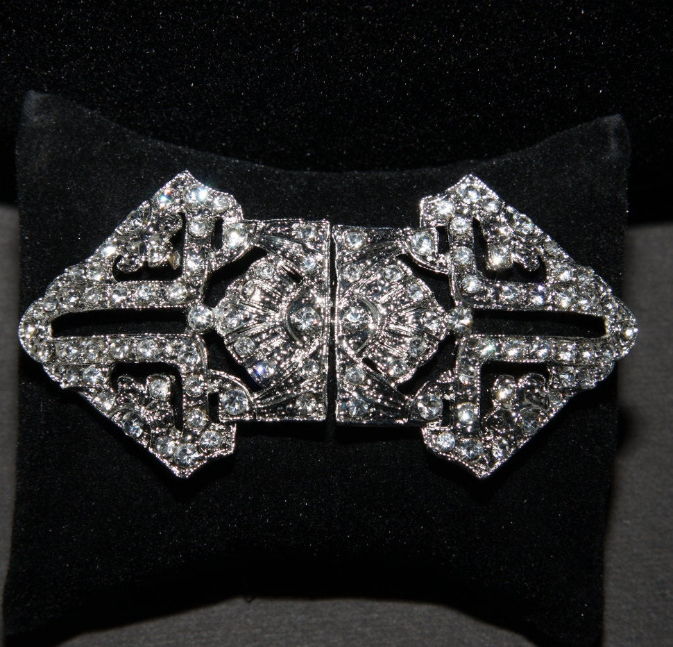 Rhinestone Crystal Clasp: Silver Wedding Buckle with Hook and Eye Closure ButtonButton