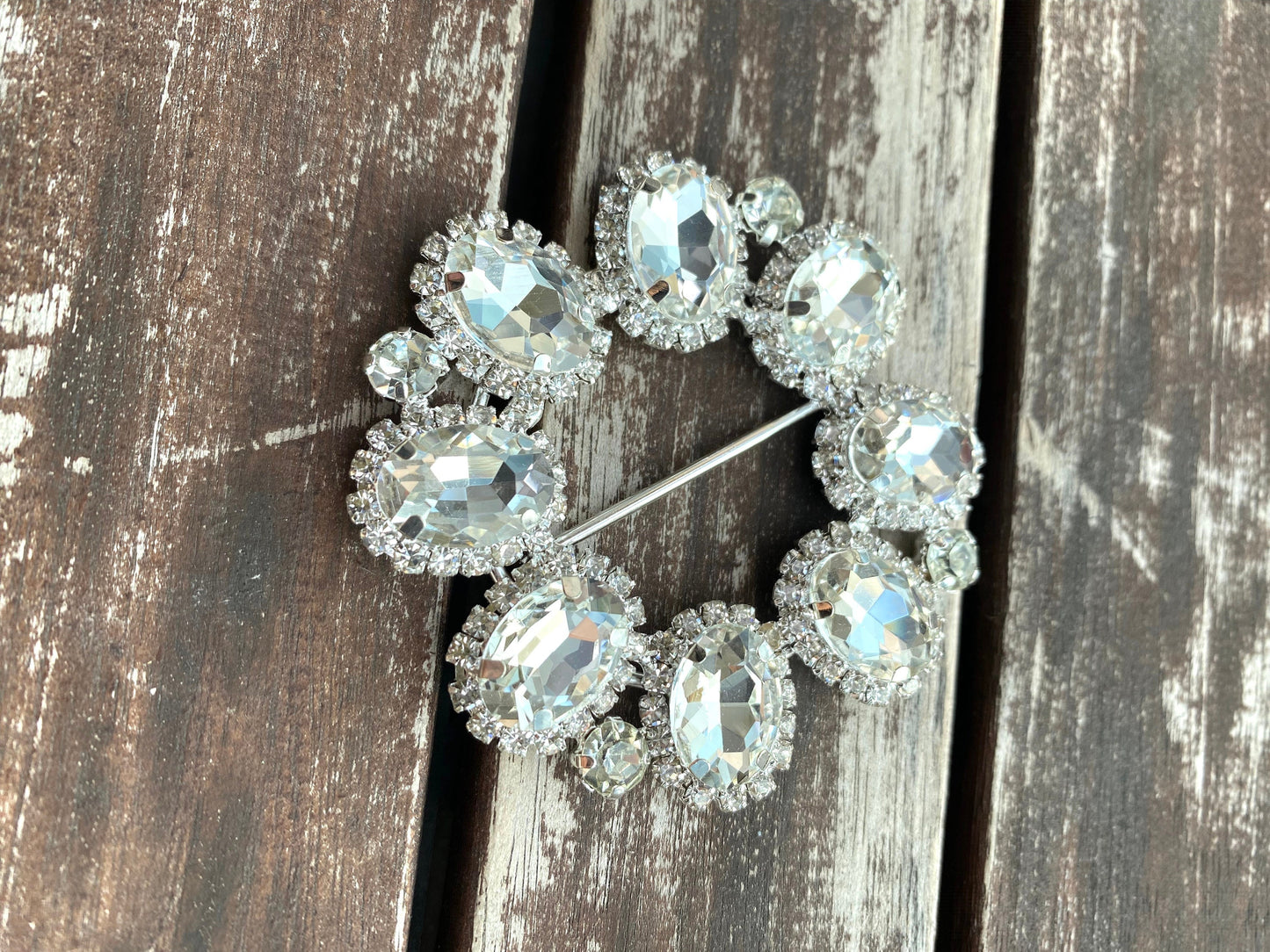 Rhinestone Crystal Wedding Buckle Slider: Bridal Sash & Belt (30mm Inside, 60mm Outside)