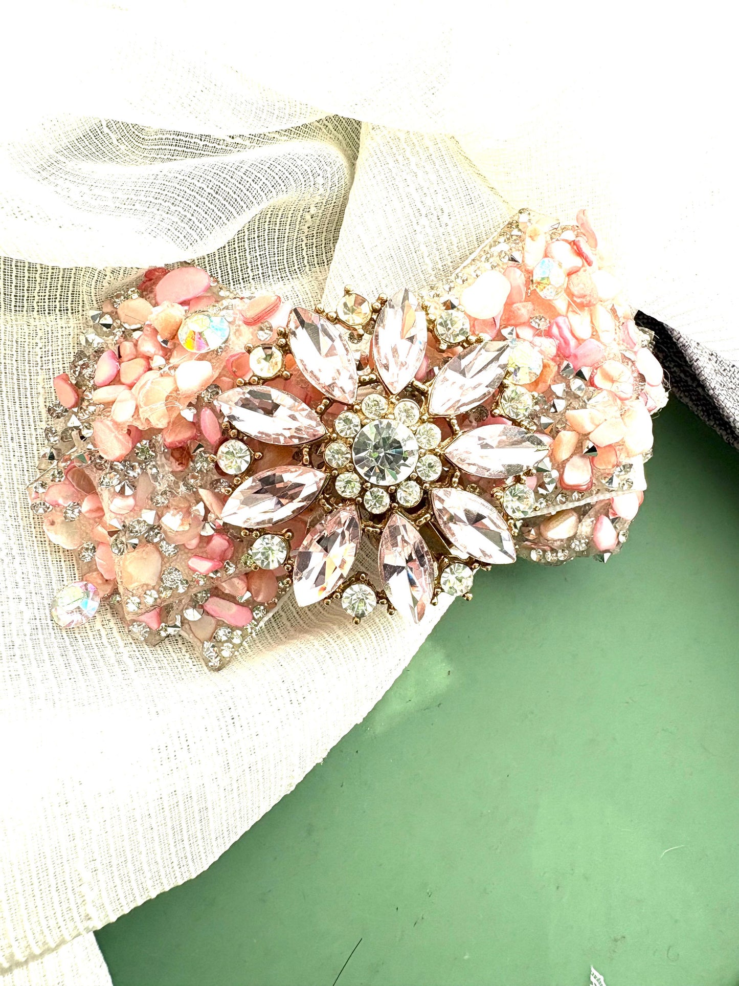Pink Rhinestone Bow: Pink Rhinestone Flower Crystal Beaded Hair Clip/ Shoe Clips Shoe clips Hair clip