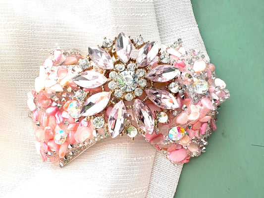 Pink Rhinestone Bow: Pink Rhinestone Flower Crystal Beaded Hair Clip/ Shoe Clips Shoe clips Hair clip