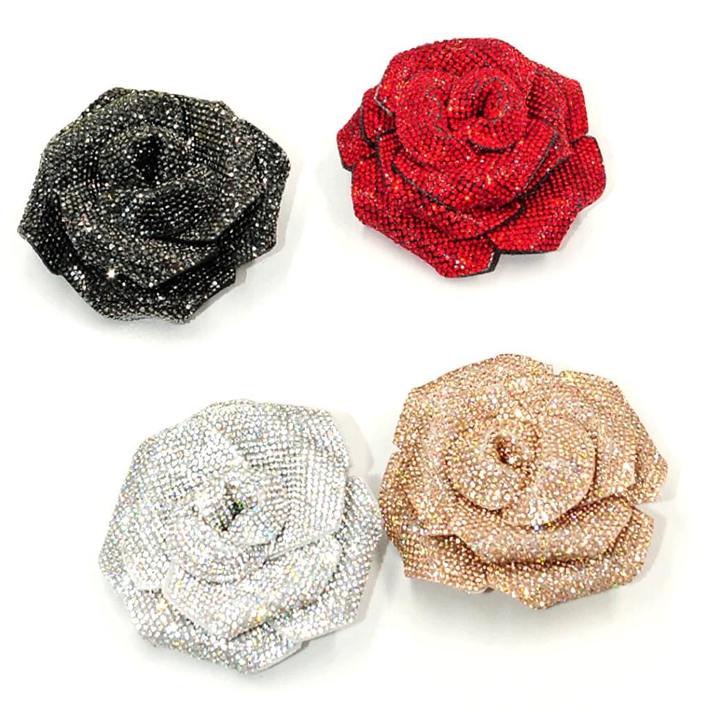 Faux Leather Rhinestone Rose Shoe Clips: DIY Craft Embellishment (11-12cm, Many Colors Available)
