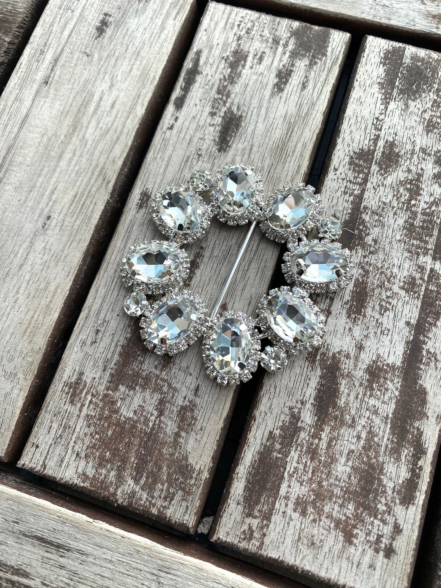 Rhinestone Crystal Wedding Buckle Slider: Bridal Sash & Belt (30mm Inside, 60mm Outside)