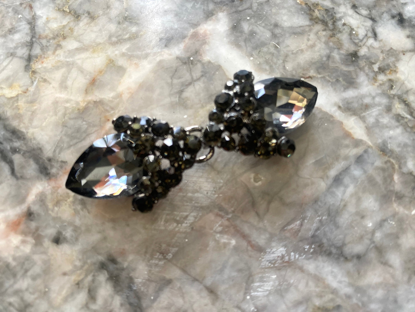 Gun Black Hook and Eye Button | Rhinestone Fastener for Dresses, Jackets, Corsets & DIY Sewing Projects | Rhinestone Button