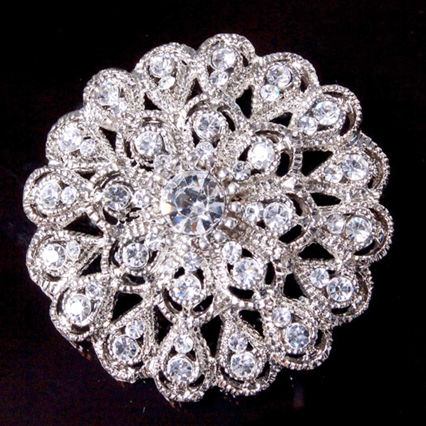 Rhinestone Crystal Buckle: Cake Decoration Brooch Pin Or Hair Comb(1.8" x 1.8")