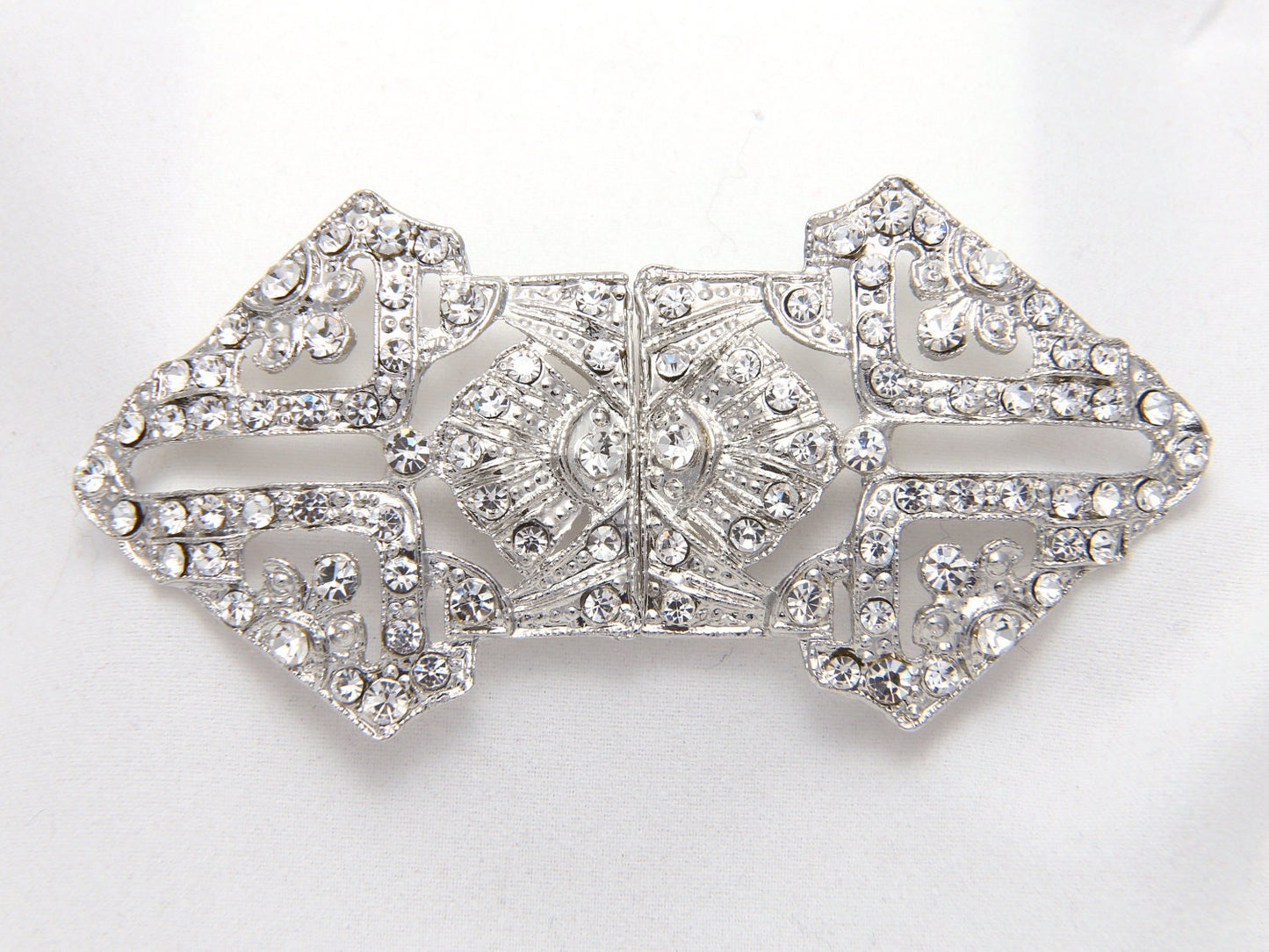 Rhinestone Crystal Clasp: Silver Wedding Buckle with Hook and Eye Closure ButtonButton