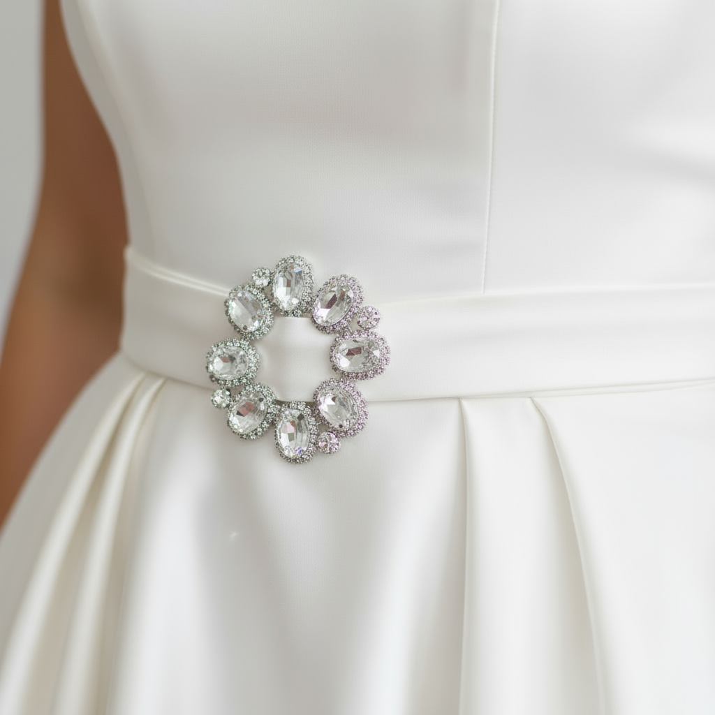 Rhinestone Crystal Wedding Buckle Slider: Bridal Sash & Belt (30mm Inside, 60mm Outside)