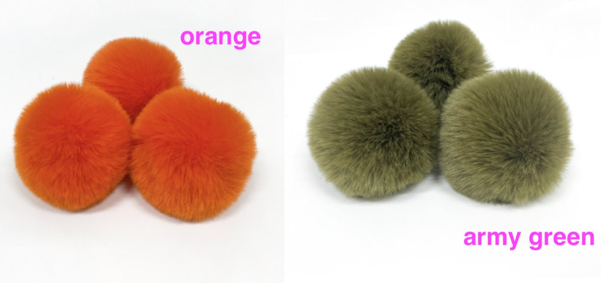 Faux Rabbit Fur Pom Poms: 6cm/7cm, Craft Supplies (10 Pieces)