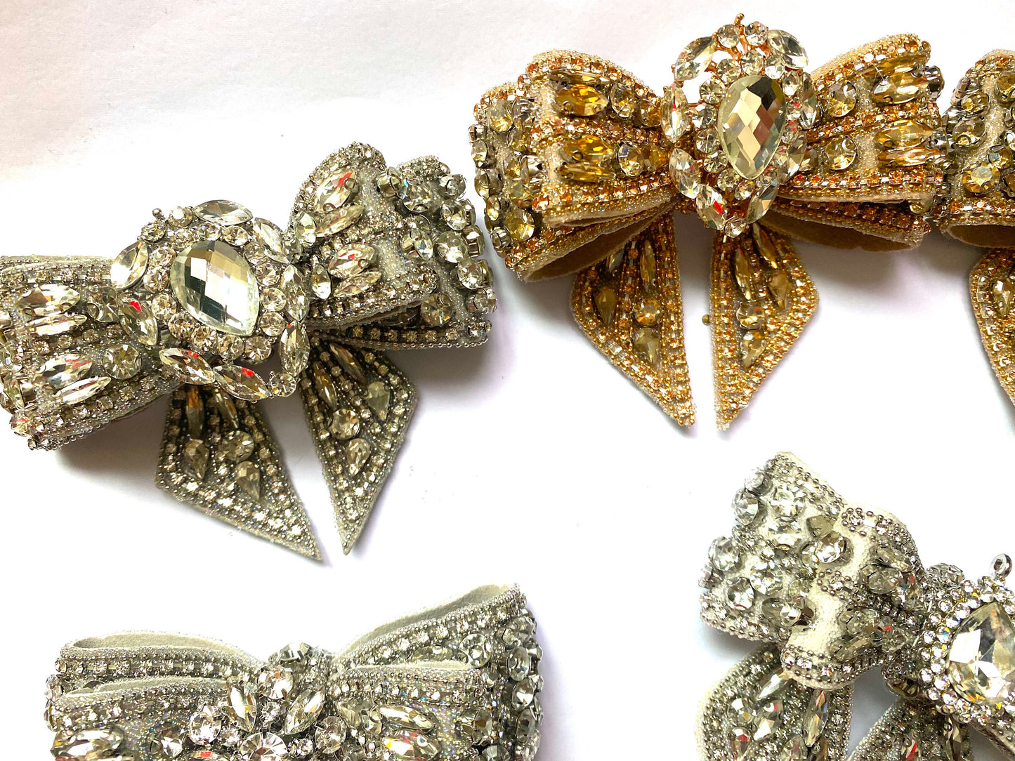 Beaded Crystal Rhinestone Bowknot Shoe Clips Or Hair Clip (10cm x 7cm)