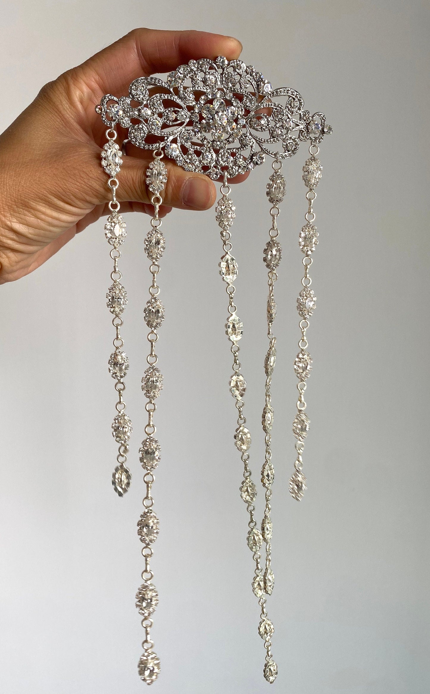 Make A Vintage Wedding | Rhinestone Crystal Hair Accessory : Bridal Wedding Hair Clip Hair Chain