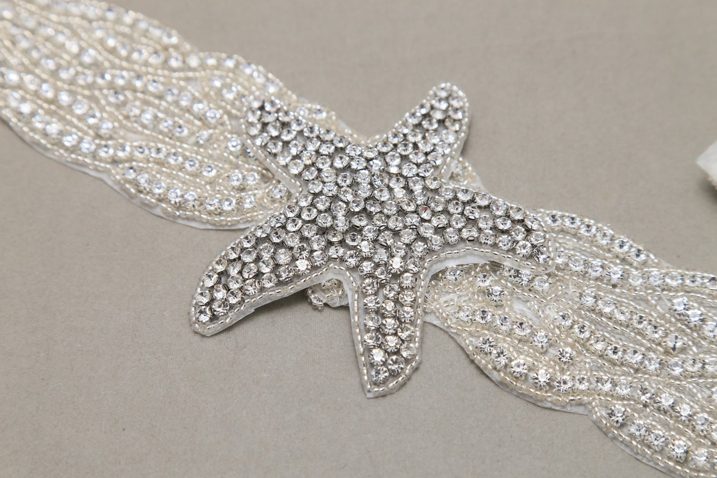 Rhinestone Starfish Applique: Silver Wedding Sash Belt Default Title 