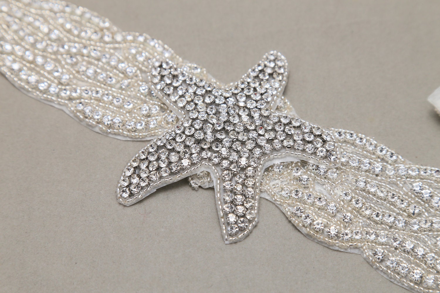 Rhinestone Starfish Applique: Silver Wedding Sash Belt Default Title 
