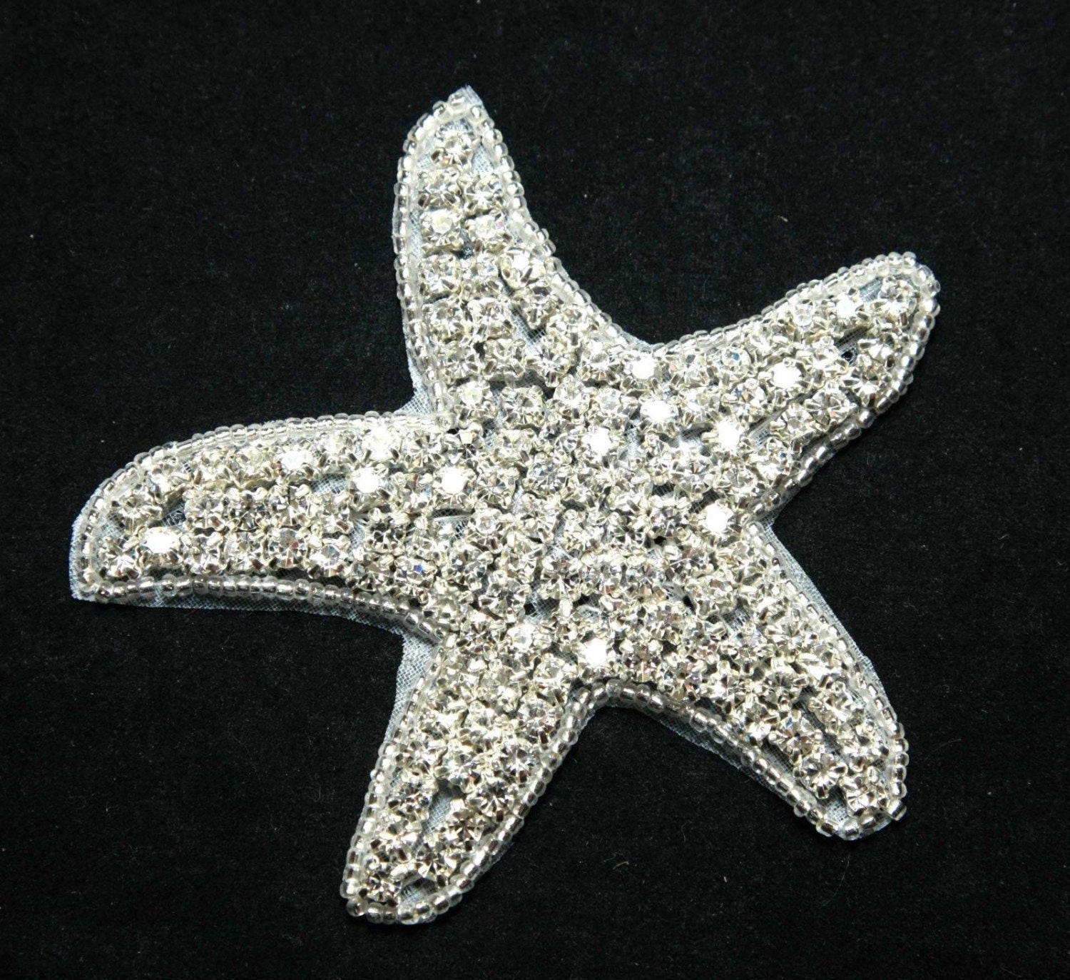 Sparkling Rhinestone Starfish Applique for Wedding Crafts & Accessories (3.4" x 3.5") 