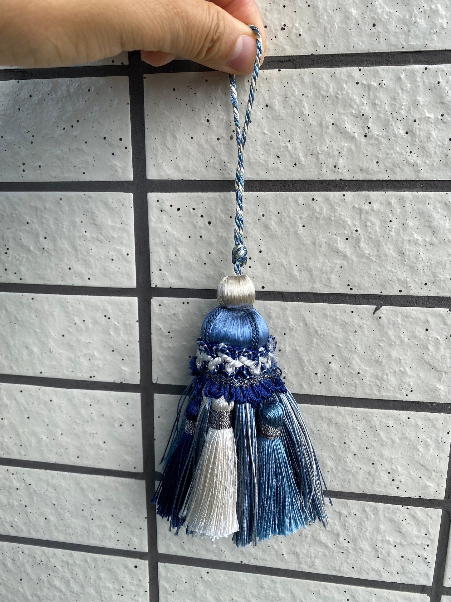 Blue Handmade Tassel: Boho Home Decor, Furniture Accent #3 #2 