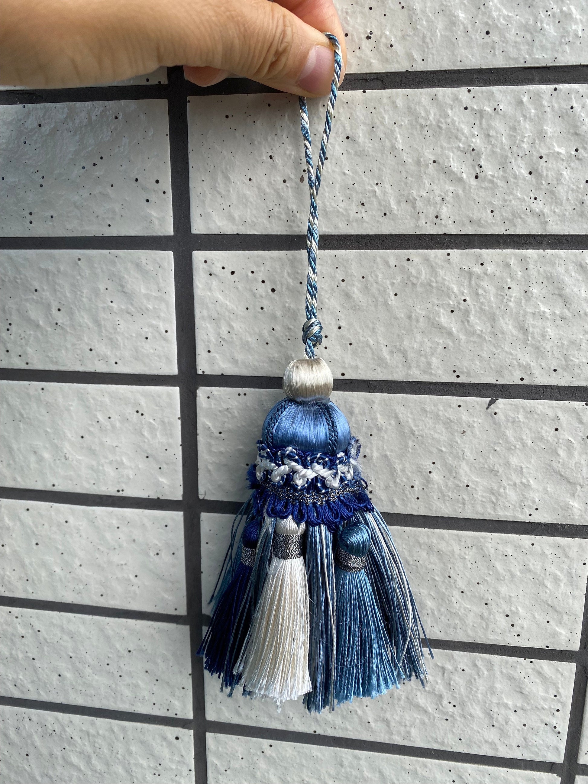 Blue Handmade Tassel: Boho Home Decor, Furniture Accent #3 #2 