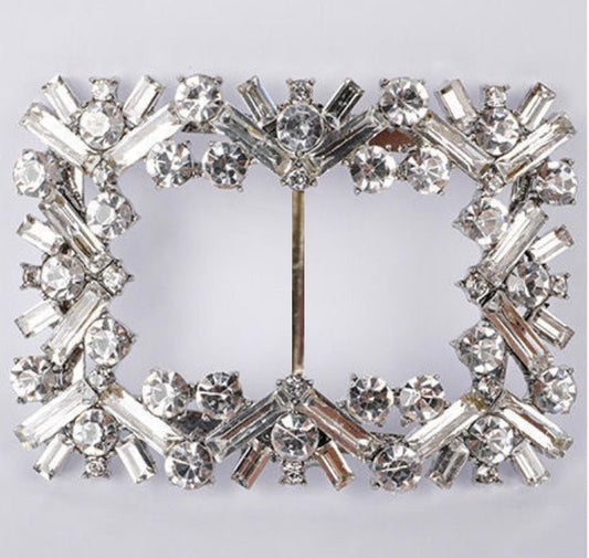 Silver Rhinestone Buckle Slider: Crystal Belt, Shoes, Wedding Sash 