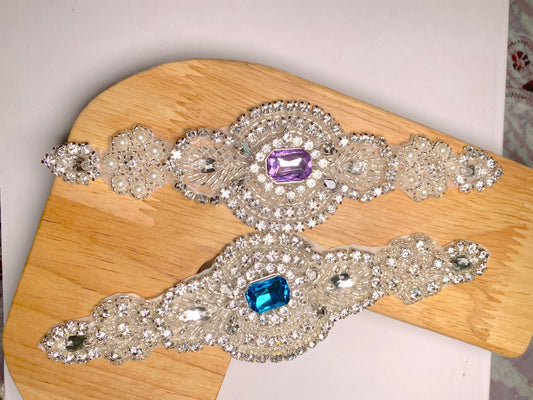 Rhinestone Crystal Wedding Applique: Customizable Sash Belt Embellishment 