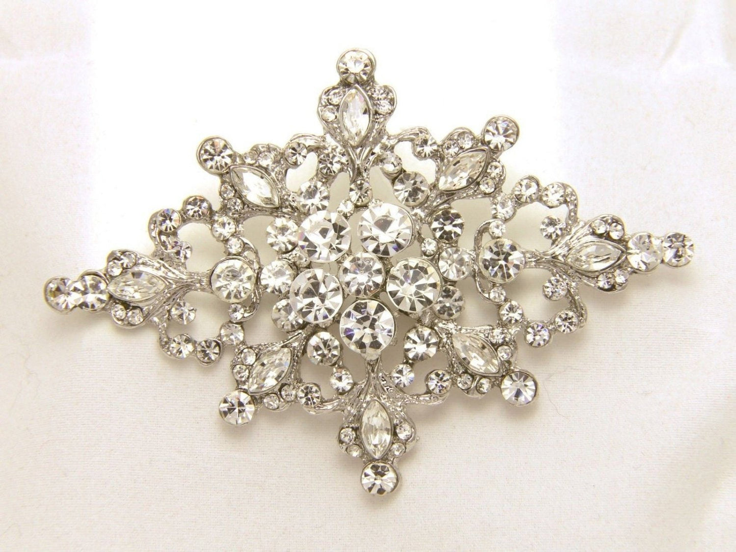 Rhinestone Wedding Buckle: Silver or Gold Crystal Embellishment (3.5"x2.5") 