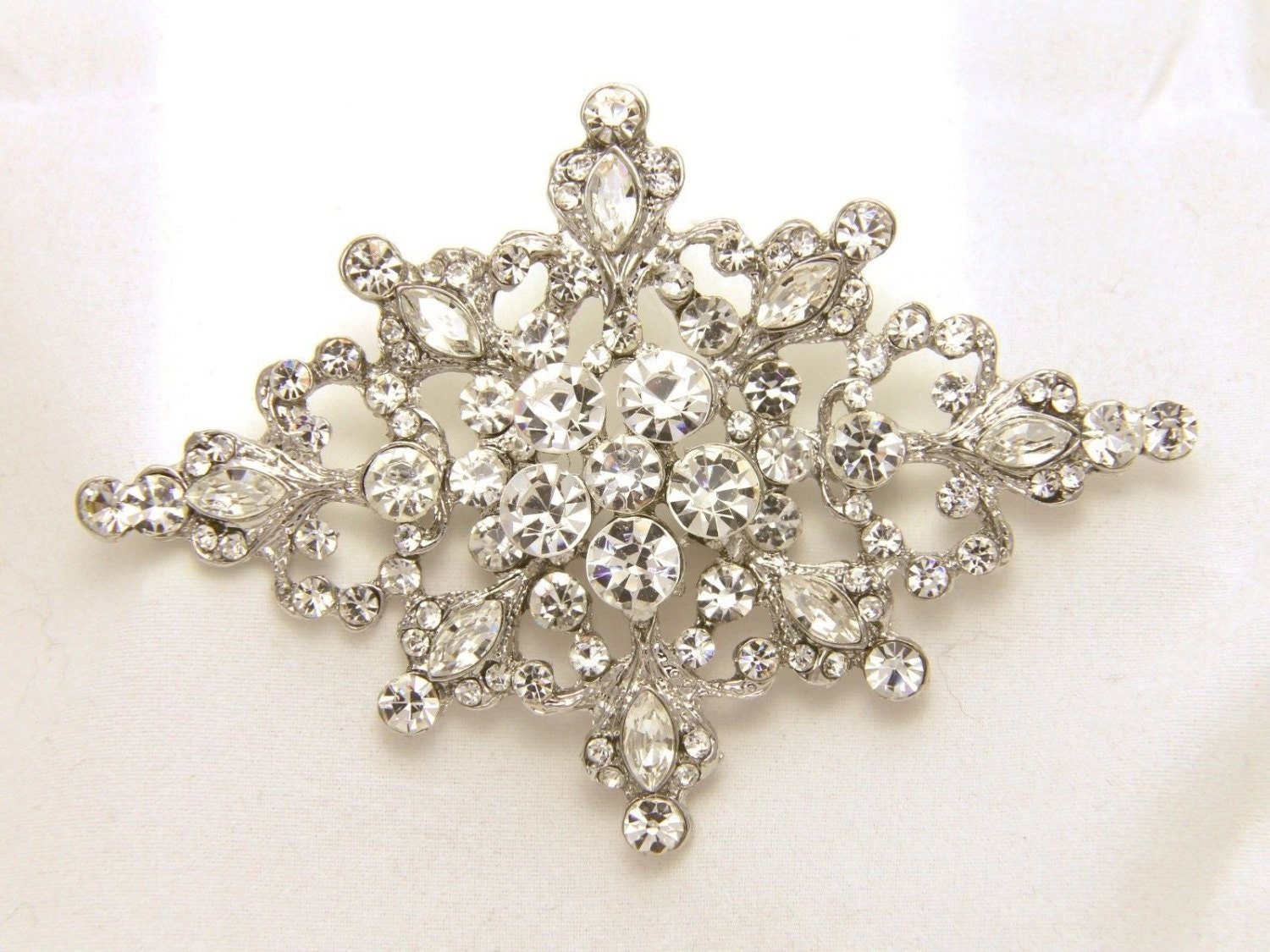 Rhinestone Wedding Buckle: Silver or Gold Crystal Embellishment (3.5"x2.5") 