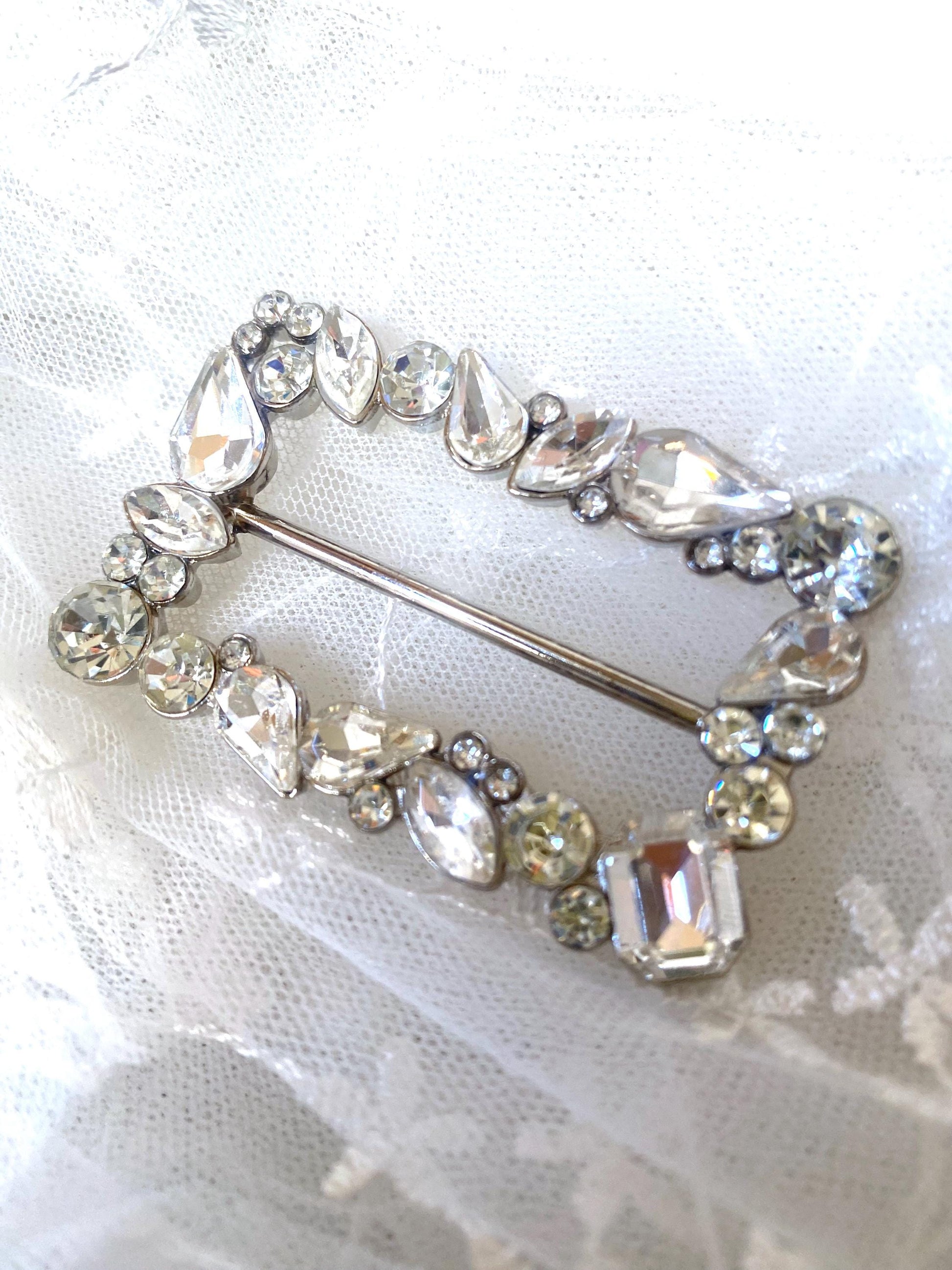 Rhinestone Crystal Belt Buckle: Rectangular Wedding Sash Slider 