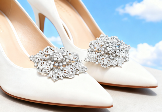 Oval Rhinestone Brooch Pin Or Shoe Clips: Silver Crystal Shoe Clips or Brooch Pin (2x1.5 inch)