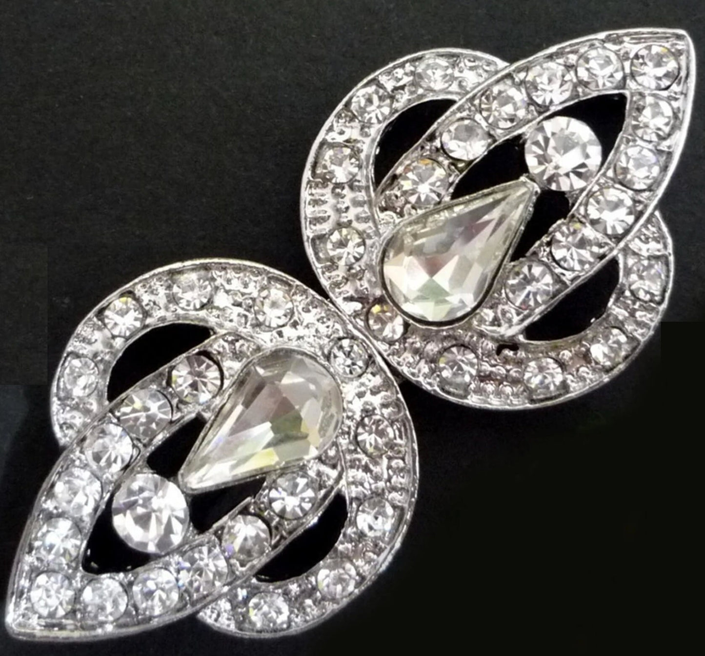 Elegant Rhinestone Hook and Eye Button for Bridal Accessories & Crafts (2.75" x 1.25") 