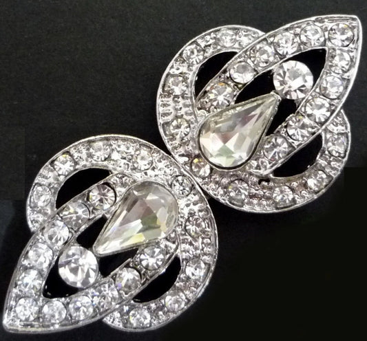 Elegant Rhinestone Hook and Eye Button for Bridal Accessories & Crafts (2.75" x 1.25") 