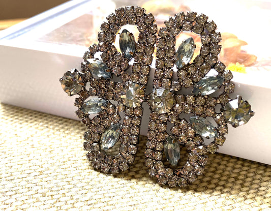 Grey Rhinestone Sweater Clasp: Bridal Belt Hook And Eye Button Buckle