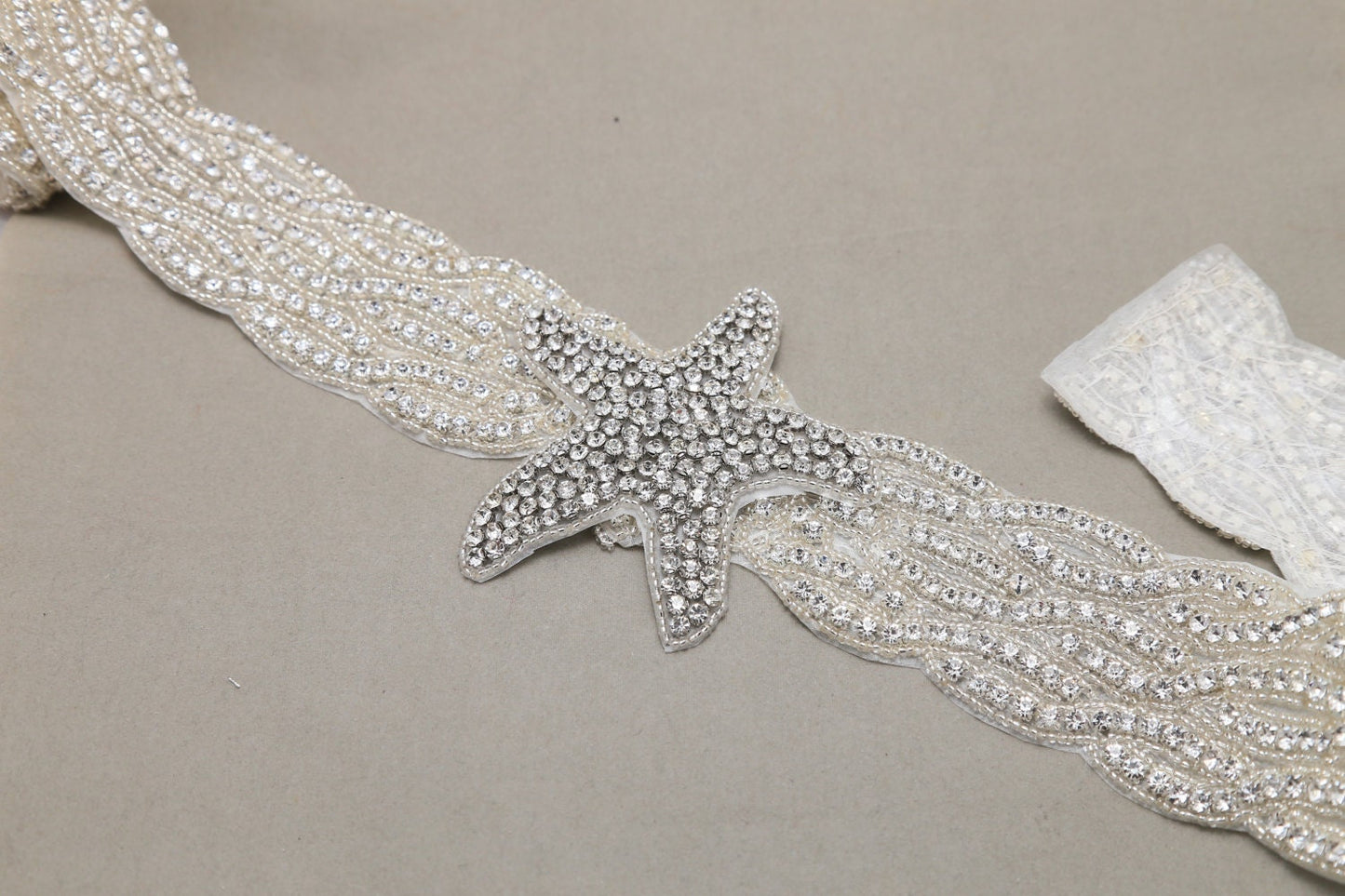 Rhinestone Starfish Applique: Silver Wedding Sash Belt Default Title 