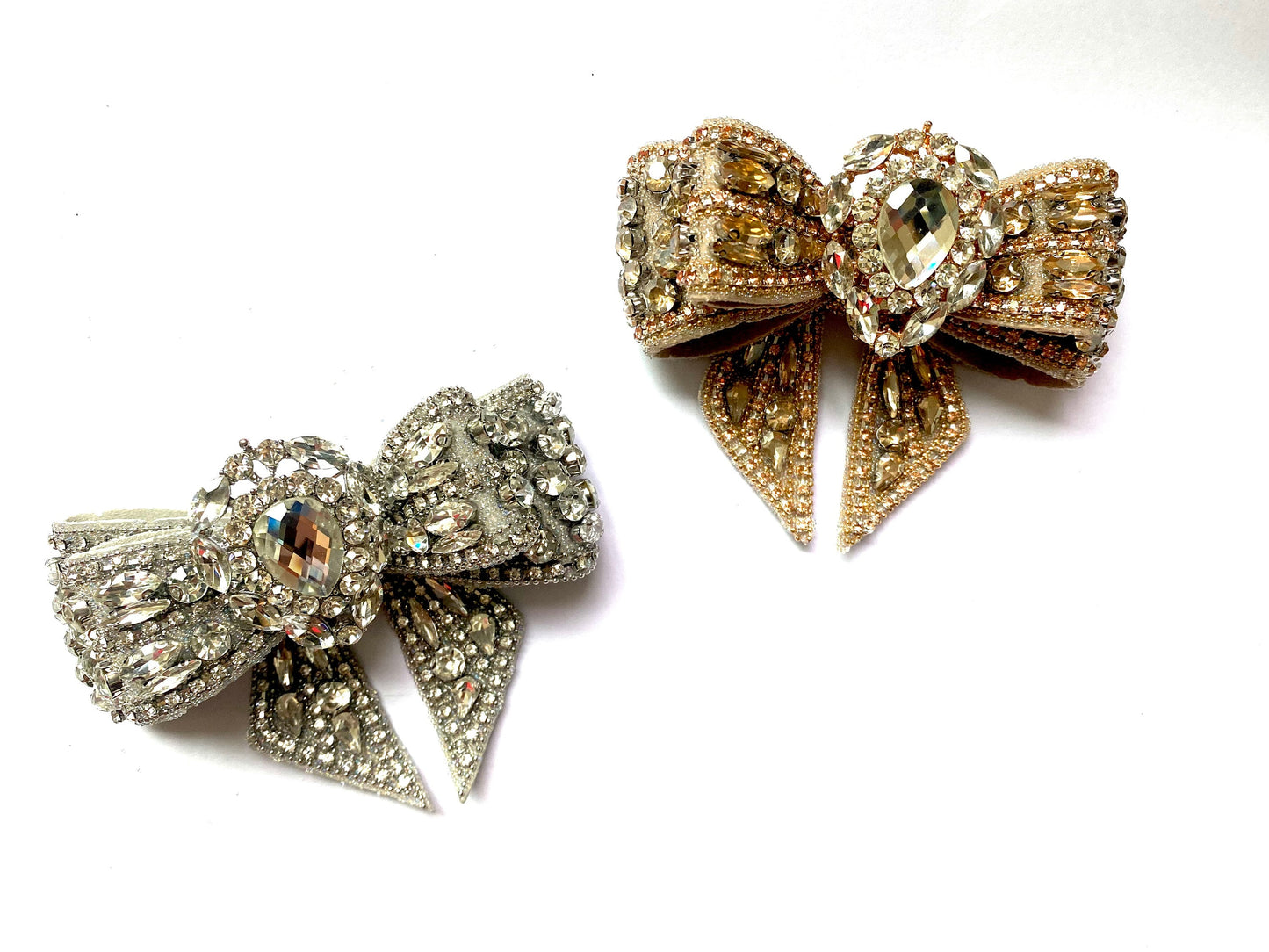 Beaded Crystal Rhinestone Bowknot Shoe Clips Or Hair Clip (10cm x 7cm)