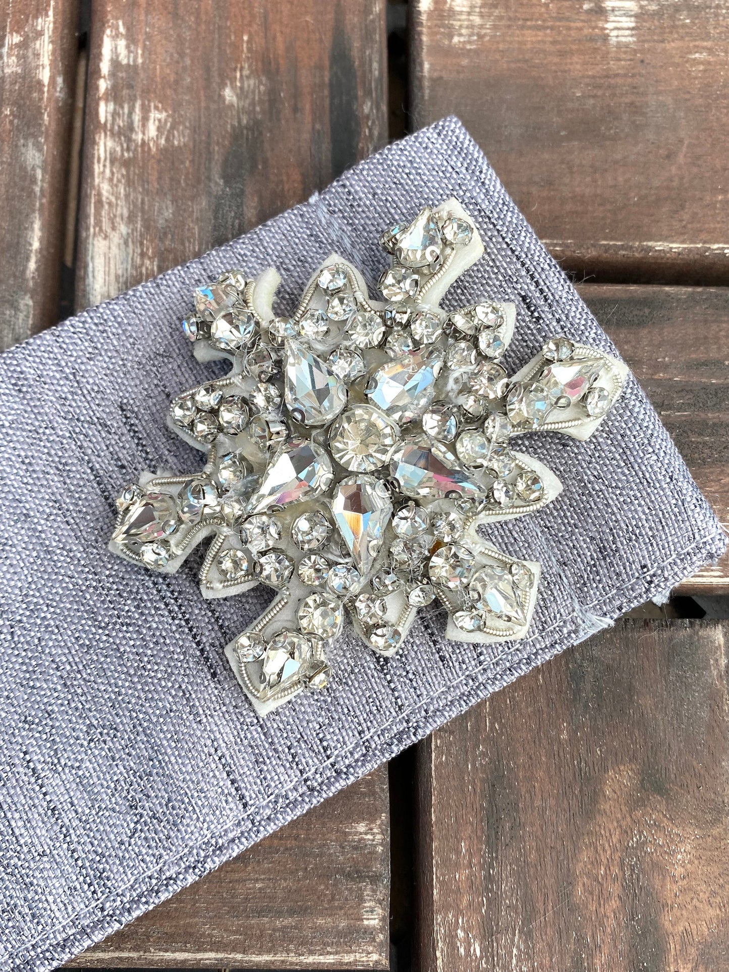 Crystal Snowflake Applique: Rhinestone & Pearl Embellishment (2.76") 